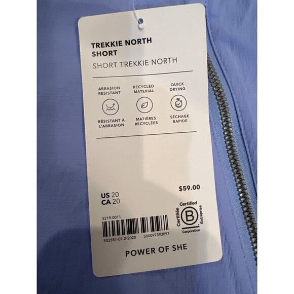 ATHLETA Trekkie North Short New size 20 Swallowtail Blue - Picture 2 of 8